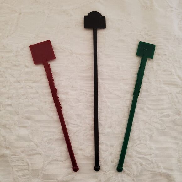 Vintage Las Vegas Cocktail Swizzle Stir Sticks 3 Plastic MGM Mint New York NY - Picture 6 of 6